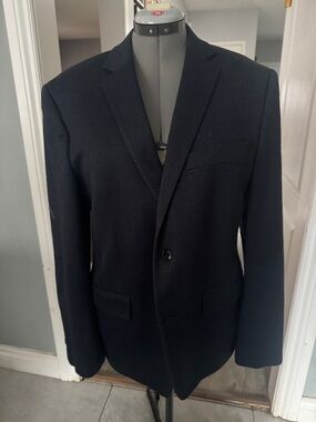 Classic Versace Men's Navy Blazer - Tailored Single-Breasted Suit Jacket